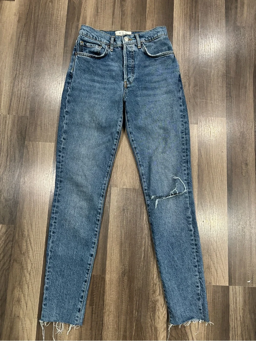 Free people Women's Blue Distressed High-Rise Jeans